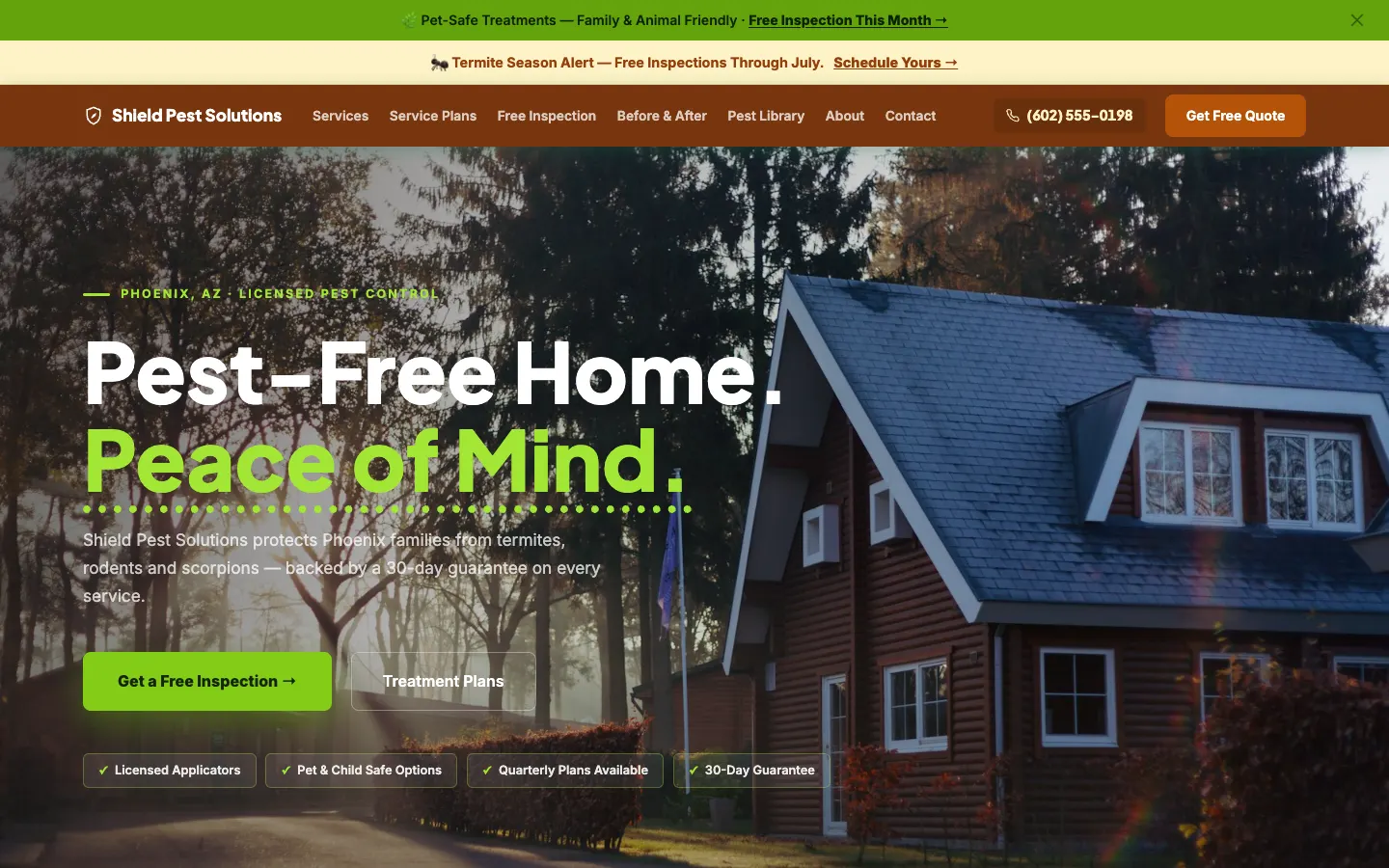 Shield Pest Solutions website